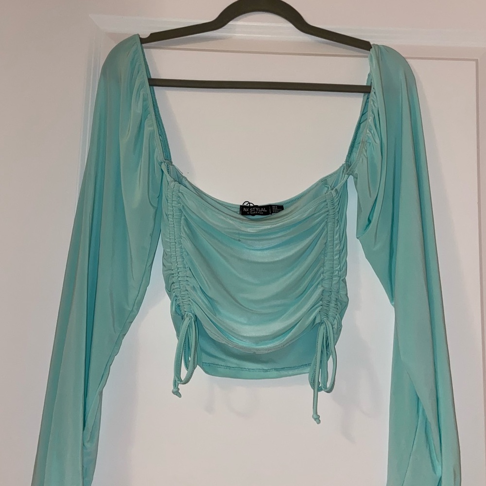 NASTY GAL BLUE CINCH TOP